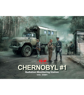 1:35 Chernobyl#1. Radiation Monitoring Station (ZiL-131KShM truck & 5 figures & diorama base with background)