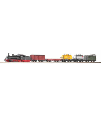 Starter Set Steam locomotive G7.1 with 5 Freight Cars DR, PIKO A-track w. Railbed