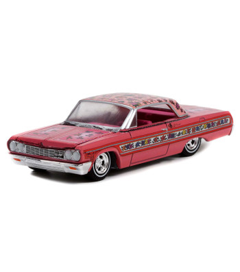 California Lowriders Series 1 - 1964 Chevrolet Impala Lowrider - Pink with Roses Solid Pack
