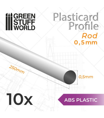 ABS Plasticard - Profile ROD 0.5 mm - 10 pcs.