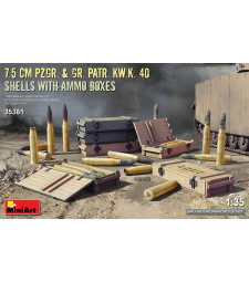 1:35 7.5 cm Pzgr. & Gr. Patr. Kw.K. 40 Shells with Ammo Boxes