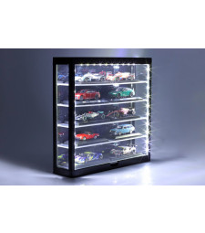 LED Display case for scales 1:64,1:43, with 5-layers, black with black background (no mirror in the back) - 38,5 cm x 9,2 cm x 37,5 cm
