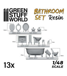 Resin Set: Toilet and WC - 13 pcs (1:48 - 1:35)